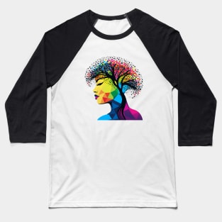 Dot day tree head profile art teacher student colorful design Baseball T-Shirt